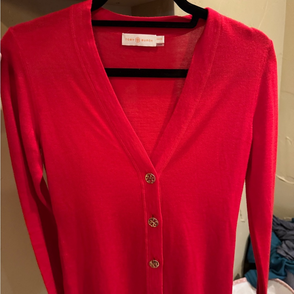 Tory Burch Red Button Up Cardigan Size: XS/TP
